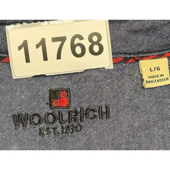 Woolrich Shirt Mens Large Blue Green Plaid Flannel Button Up Long Sleeve Pockets - Picture 10 of 10